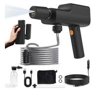 ABLEMARK Idropulitrice pieghevole senza fili con batteria e caricabatterie da auto, pistola idropulitrice portatile da 249 PSI con tubo flessibile da 5 m e ugello 5 in 1, pulitore ad alta pressione