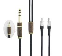 ABLET Cavo audio 6N OCC placcato in rame placcato argento, compatibile con cuffie Sennheiser HD800, HD800S, HD820 con connettore maschio da 3,5 mm e adattatore da 6,3 mm, guscio in legno di noce