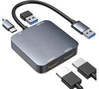 ABLEWE Adattatore da USB 3.0 a doppio HDMI con porta USB 3.0 cavo convertitore