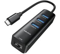 ABLEWE Adattatore USB C Ethernet,Hub USB C Ethernet con 1000Mbps LAN e 3 Porte USB 3.0,Adattatore Ethernet USB C Gigabit RJ45 per MacBook Air/Pro,iPad Pro,Chromebook,Surface, XPS,ecc.-Alluminio Nero