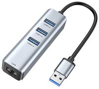 ABLEWE Adattatore USB Ethernet,Hub USB 3.0 con 3 Porte USB 3.0 e 1 Porta LAN RJ45 1000M Gigabit, Adattatore Ethernet USB per MacBook,Mac OS,iMac,Windows,Chrome,Surface,XPS,ecc. -alluminio argento