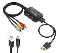 ABLEWE Convertitore da RCA a HDMI, convertitore da AV a HDMI con cavo RCA e cavo HDMI, supporta PAL/NTSC per lettori DVD Roku/VHS/VCR/Blue-ray