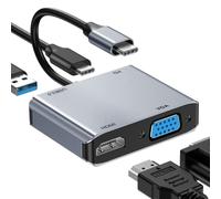 ABLEWE Hub USB C a VGA HDMI Adattatore con PD(100W) e USB 3.0 Portas, USB C Hub 4 in 1 Thunderbolt 3 a HDMI-4K VGA-1080P para MacBook Pro/MacBook Air/ChromeBook/Dell XPS 13/Samsung ecc.