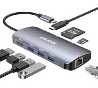 ABLEWE Hub USB C, hub di tipo C 8 in 1 adattatore con 4K HDMI, 3 porte USB 3.0, porta di ricarica PD 87W, lettore di schede SD/TF, porta RJ45 Ethernet Gigabit per MacBook &Pro/Air, Chromebook, Huawei,
