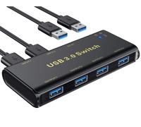 ABLEWE Switch USB 3.0 4 Porte per 2 PC , KVM Switch Commutatore USB 2 Ingressi 4 Uscite per Condividere Mouse, Tastiera, Hard Drive, Stampante, Scanner, Chiavetta, con 2 Cavi USB 3.0