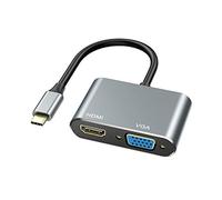 ABLEWE USB C a HDMI e VGA Adattatore,USB C Hub Thunderbolt 3 a HDMI 4K VGA 1080P per MacBook Pro 2019/2018/2017/MacBook Air 2018/ ell XPS 13/ Samsung S8/S9/e ecc.