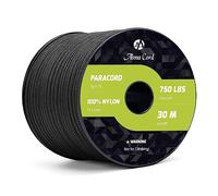 Abma Cord 750lb Paracord 4mm 30M 100% Nylon Corda Tipo IV 11 Fili Grado Militare Corda da Paracadute - Max. 340 kg - Nero