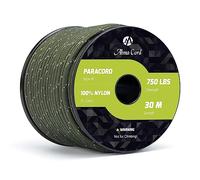 Abma Cord 750lb Paracord 4mm 30M 100% Nylon Corda Tipo IV 11 Fili Grado Militare Corda da Paracadute - Max. 340 kg - Riflettente Verde Militare