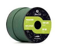 Abma Cord 750lb Paracord 4mm 30M 100% Nylon Corda Tipo IV 11 Fili Grado Militare Corda da Paracadute - Max. 340 kg - Verde Scuro