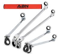 Abn Chiavi a cricchetto extra lunghe con testa flessibile a 12 punte, doppia estremità, 5 pezzi, set di chiavi metriche da 8 mm, 10 mm, 12 mm-19 mm