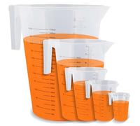 ABN Set di 5 brocche di miscelazione per vernice automobilistica in plastica, set da 0,5 a 5 litri (1-5,5 pt)