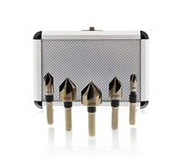 ABN vite Countersink kit 5-piece SAE drill bit set, 82-degree, attacco 1/10,2 cm pollici, 5 flute - Metallo, legno, gomma, plastica