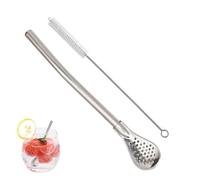 Abnehmbarer Strohlöffel,Sieb, Rührer, 0,2 * 0,7 Zoll gefilterter Löffel, Strohhaalm, Edelstahl - Multifunktionaler, sicherer, tragbarer gefiltertter Löffell-Strohhalm für lose Teegetränke, Kaffeesuppe