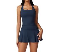 ABOCIW 2 Pezzi Abiti da Tennis per Donna, Gonna Mini con Spacco Laterale, Set con Top Crop da Allenamento a Canotta con Schienale a Rete, Outfit da Golf, Blu navy, M