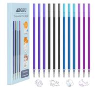ABOHU 12 Pezzi Refill per Penna Gel Cancellabile, Ricariche Cancellabili Compatibili con Legami, Nero/Blu/Viola/Azzurro Cielo Altezza 13cm, Punta 0,7mm, Inchiostro Termosensibile scuola vita quotidia