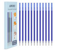 ABOHU 12 Pezzi Ricariche Penne Cancellabili Blu Cancellabile, Refill per Penna Gel Cancellabile con Legami, Altezza 13cm, Punta 0,7mm, Inchiostro Termosensibile, per la scuola e la vita quotidiana