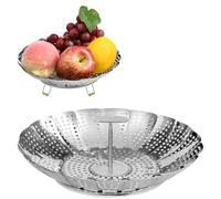ABOHU Cestello per Cottura a Vapore, Inserto per Cottura a Vapore Regolabile in Acciaio Inox (14 cm-24 cm), Cucina Cestino a Vapore Pieghevole con Manico Telescopico, per Il Pesce di Cottura, Seafood