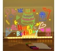 ABOHU Lavagna a LED con Colori con Penna a 7 Colori/Supporto, Lavagnetta in Acrilico con Luci a LED, Lavagna luminosa 30 x 20 cm, Blocco Note Luminoso,Casa, Scuola, Ufficio, Lavabile e Riutilizzabile