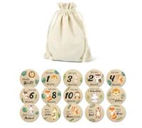 Aboiled 15 bellissimi biglietti mensili per neonati: cerchi in legno a pietra miliare con segno di nascita per ragazze e, durevoli, facili da usare