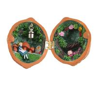 Aboiled Casa delle bambole in noce, mini biblioteca di casa, casa delle bambole in noce fatta a mano, scena segreta 3D, miniatura in resina, facile da usare, E