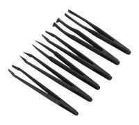 Aboiled Set di 6 pinzette di precipitazione in plastica antistatica strumento kit misura 1/2/3/5/6/8 ciascuno (nero)