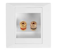 Aboiledy Presa da parete placcata, in plastica, connettore audio, 86 mm x 86 mm, 2 prese perfette per altoparlanti con spina a banana