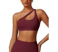 ABOIW - Reggiseno Sportivo da Donna, Senza Cuciture, Monospalla, con Apertura e Cinturino Regolabile, Asimmetrico Imbottito, Rosso Borgogna, S
