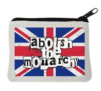 Abolish The Monarchy - Portamonete in neoprene con bandiera del Regno Unito, 10 x 11 cm, colore: Bianco, bianco, Taglia unica