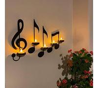 Abonda Portacandele a forma di nota musicale, 4 decorazioni in ferro, portacandele per da tè, decorazione con simbolo per classe, regalo di inaugurazione della casa