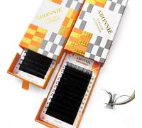 ABONNIE Extension per ciglia singole, in cashmere, di alta qualità, colore nero ultra opaco, volumizzanti, naturali, morbide e soffici (0,05 C, 17 mm)