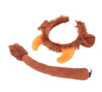 ABOOFAN 1 Set fascia di corno fascia e coda del polpaccio fasce decorative Costume di carnevale coda di animale per la festa Accessorio per costumi cosplay vestire la coda stoffa Marrone