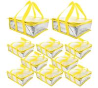 ABOOFAN 10 pezzi Termiche Isolanti Portatili Sacchetti per Alimenti con Manico Pranzo Isolata in Non e Decorativa per Scuola Lavoro e Picnic