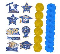 ABOOFAN 15 Pezzi Spirali di Partito Decorazioni sospese dal soffitto Stamina di Nappa stendardo Home Decor Decorazione casa Classe 2023 turbinii Decorazioni sospese per Grad Carta Blue