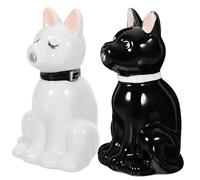 ABOOFAN 2 Pezzi Barattoli Spezie Cucina Ceramica con Dispenser e Design Decorativo Cane Saliera e Pepiera Compatte per Casa Ristorante Barbecue e Campeggio