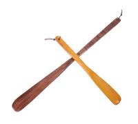 ABOOFAN 2 Pezzi Calzascarpe lungo Legno Lucidato, Aiuto No Piegamento per | Superficie Liscia senza Bave, Curva Ergonomica, Protegge la Cute, per Uso Quotidiano