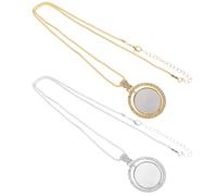 ABOOFAN 2 pezzi Collana Sublimatica Doppia Faccia in Metallo con Diamante Oro e Argento Ciondolo Rotondo Vuoto Leggero per Fai da Te Materiale Gioielli Personalizzabile