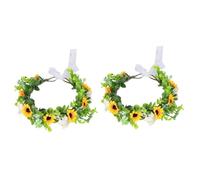 ABOOFAN 2 Pezzi copricapo di ghirlanda artificiale vibrante ragazzo mer fiori giallo tiara girasole copricapo per fioraia fasce floreali floreali fascia Banda di fiore artificiale plastica