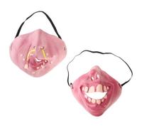 ABOOFAN 2 Pezzi Maschera di Halloween a Metà Volto Rosa in Lattice Non Deformabile e Non Sbiadente per Feste e Spettacoli Teatrali Creativa e Divertente