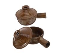 ABOOFAN 2 Pezzi Small Clay Cooking Pots With Lid Heat-resistant Japanese Style Pottery Soup Bowls For Microwave Stews Rice Home Kitchen Cookware