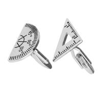 ABOOFAN 2 Pezzi Uomo Cufflinks Squadra e Goniometro in Ottone Argentato | Design Geometrico Creativo, Leggeri e Resistenti All'usura, per Ufficio a Scuola