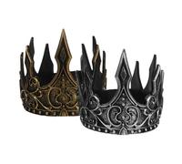 ABOOFAN 2 Pz Re Medievale del Re Barocco di Compleanno Pu Arredamento Nero Tiara per Bambini per Ragazzi per Uomo Uomini Cosplay Halloween Bambino Abbigliamento