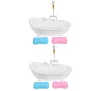 ABOOFAN 2 Set Piatto Da Bagno Mini Fare Finta Accessori Vasca Da Bagno Della Casa Delle Bambole Giocattoli Da Bagno Doccia Giocattolo Da Bagno Mini Vasca Da Bagno Addominali Bianca