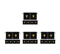 ABOOFAN 24 Pezzi Sacchetto Religioso Nero Croce, Cordino Robusto, 12,20 CM | Grani e Ricordi, Forma Ergonomica Stabile, Tessuto Compatto, per Cerimonie Commemorative e Comunione
