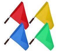 ABOOFAN 4 Bandiere da Arbitro per Gara Manico in Acciaio Inossidabile Antiscivolo, Bandiere di Segnalazione per Corse e Eventi Sportivi, Set Multicolore Rosso Giallo Blu Verde per Tifo e