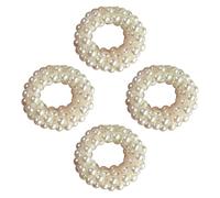 ABOOFAN 4 Pezzi Bande di capelli anti-slip Accessori per per capelli Portanti coda di cavallo con perla Filish Hair Rope Beige