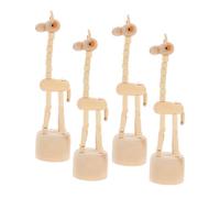 ABOOFAN 4 Pezzi Miniature Giraffe Finger Puppets Hand Carved Wooden Animal Figurines For Travel Desk Decor Interactive Play Lightweight Educational Companion