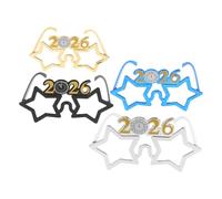 ABOOFAN 4 Pezzi Occhiali Forma di Stella per Capodanno Accessori Colorati Plastica Senza Lenti per Feste Photo Props Leggeri e Portatili per Foto di Gruppo e Celebrazioni