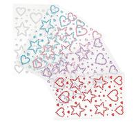 ABOOFAN 5 fogli Gemme Adesive per Viso e Capelli con Strass Cuore e Stella Design Unico con Stelle e Cuori Vuoti e Pieni per Trucco da Festival e Scrapbooking Materiale Delicato