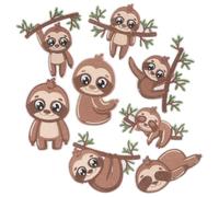 ABOOFAN 8 pezzi Toppe Termoadesive Forma di Bradipo Patch Cucito per Abbigliamento Riparazione Decorativa Adesiva Tessuti Zaini Cappelli