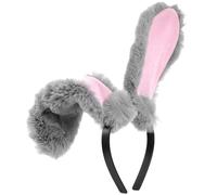 ABOOFAN Cerchietto Orecchie da Coniglio in Peluche Grigio Copricapo Pasquale Leggero e Morbido Accessorio per Feste di Pasqua e Costume da Festa per Donna